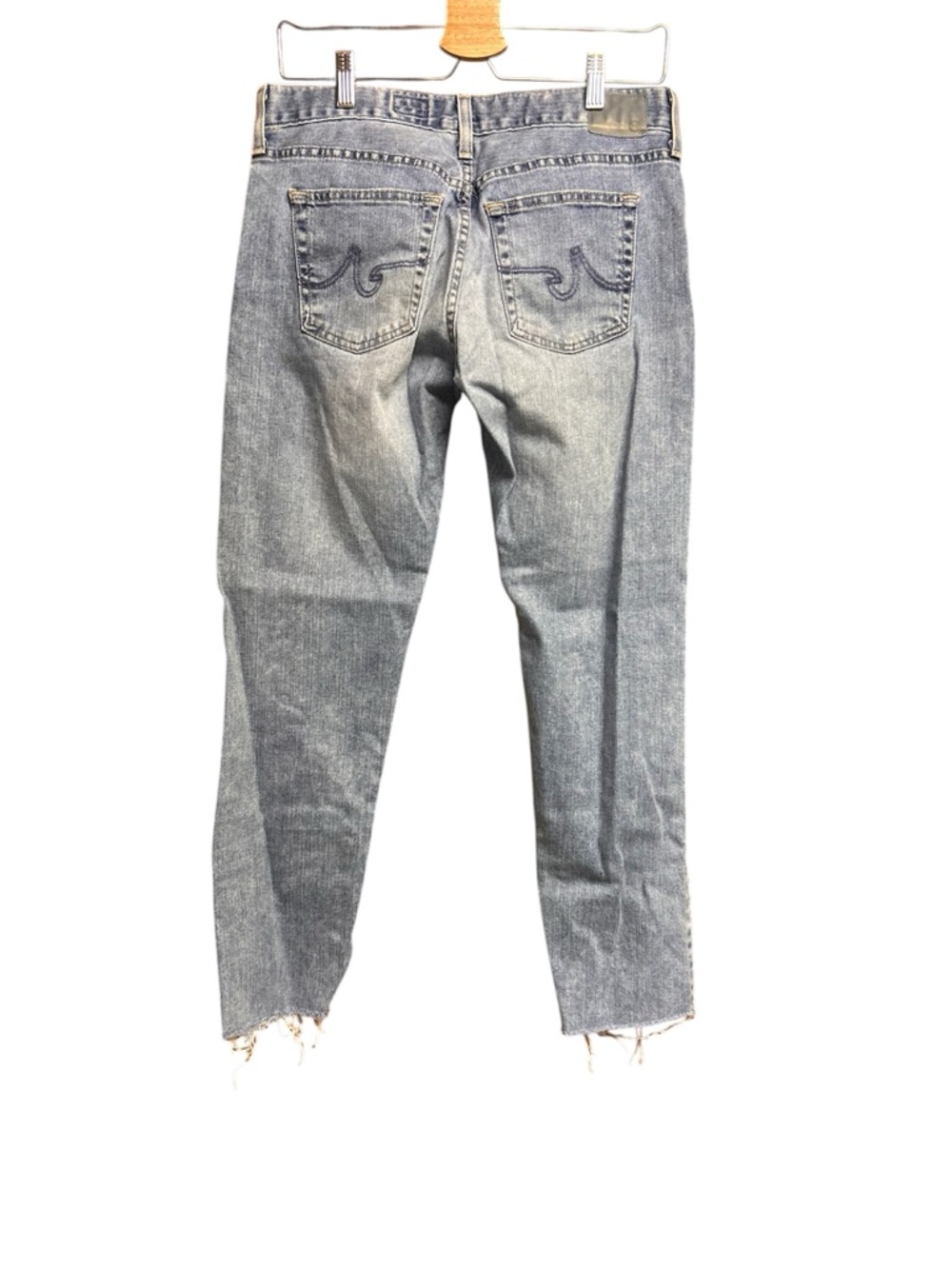 Ag Adriano Goldschmied Light Blue Distressed “The Nolan Ankle” Straight Jeans - Picture 2 of 7